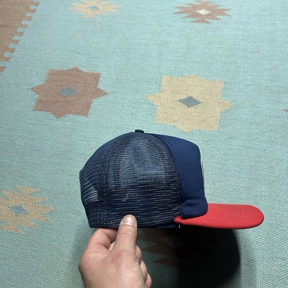 Vintage 80s trucker hat mesh cap Cleveland Indians plain logo MLB baseball - Picture 7 of 8